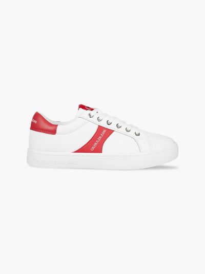 Calvin Klein Cipők HU167873 | Calvin Klein Faux Bőr Férfi Sportcipő Világos Fehér / Piros